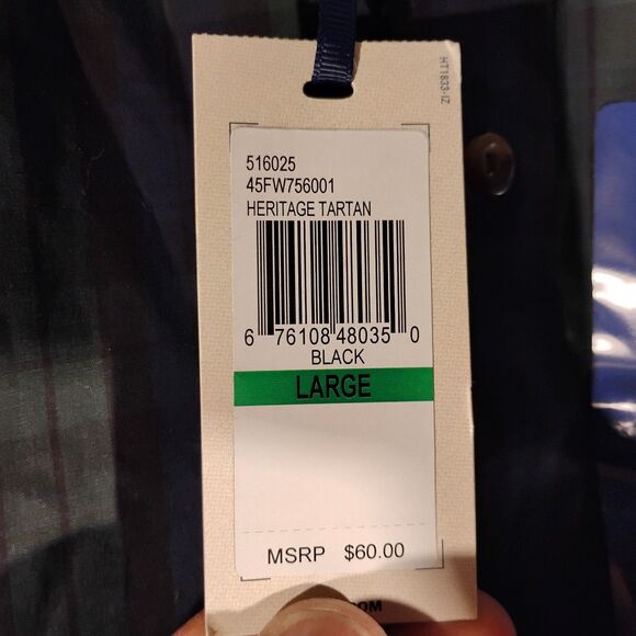 IZOD shirt mens L Large green blue plaid heritage tartan sport FLEX stretch - Picture 5 of 11